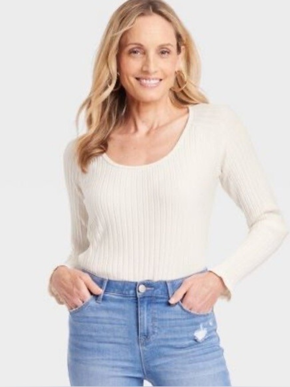Knox Rose Women's Slim Fit Long Sleeve Ribbed T Shirt Top Medium